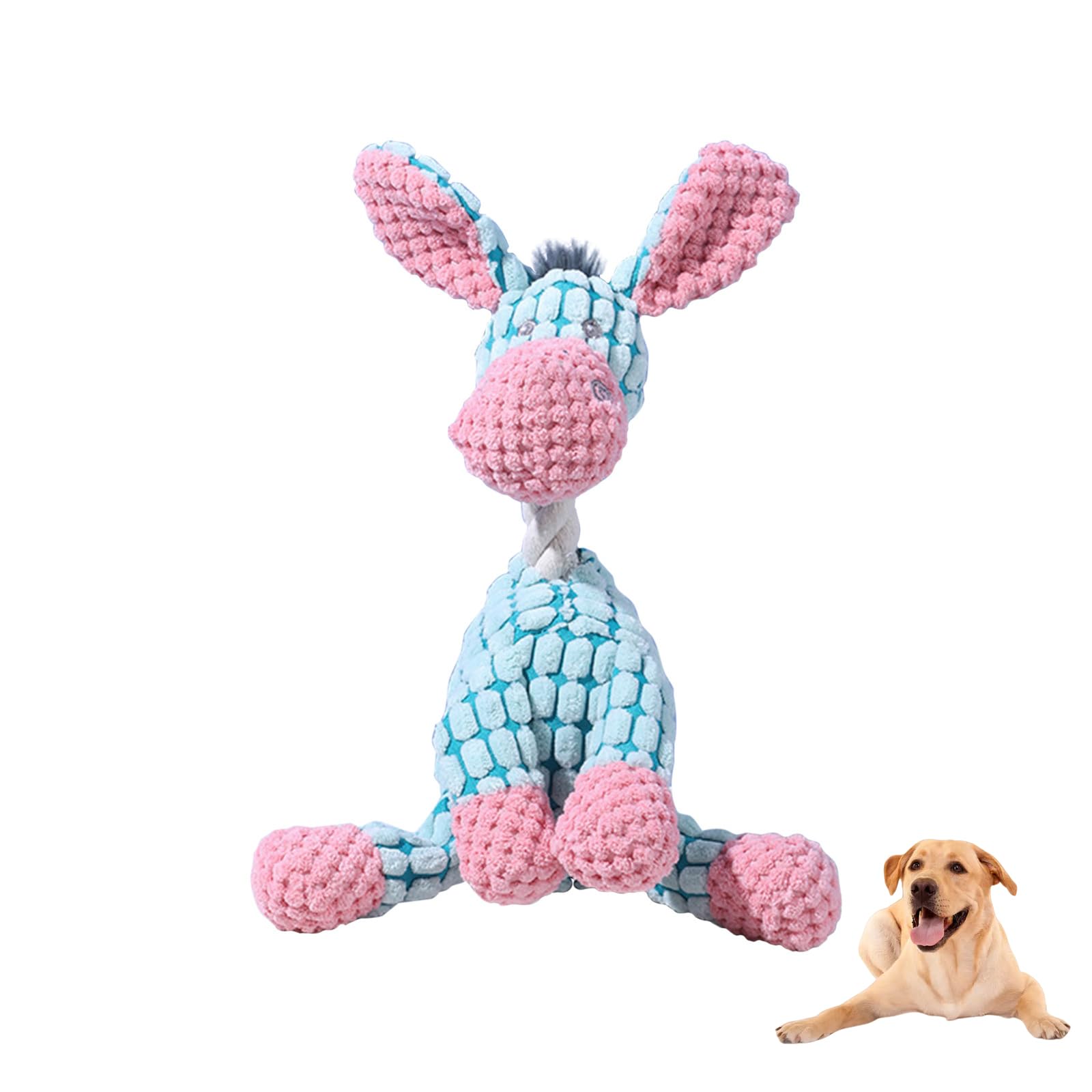 Generisch Indestructible Dog Toy, Squeaky Plush Dog Toy, Dog Gift, Puppy Toy, Interactive Dog Toy, Cuddly Toy for Teething Dogs (Donkey)