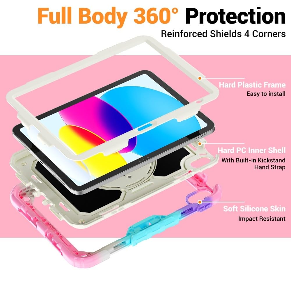Generic Custodia compatibile con iPad 5a generazione 9.7 2017 (colore: rosa mimetico) elegante custodia rigida completa in silicone rigido con tracolla