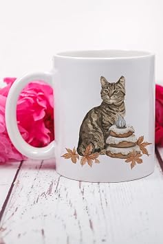 Sonbahar Temal  Sevimli Kedi No7 Bask l  Hediyelik Kupa Bardak, QBM8154
