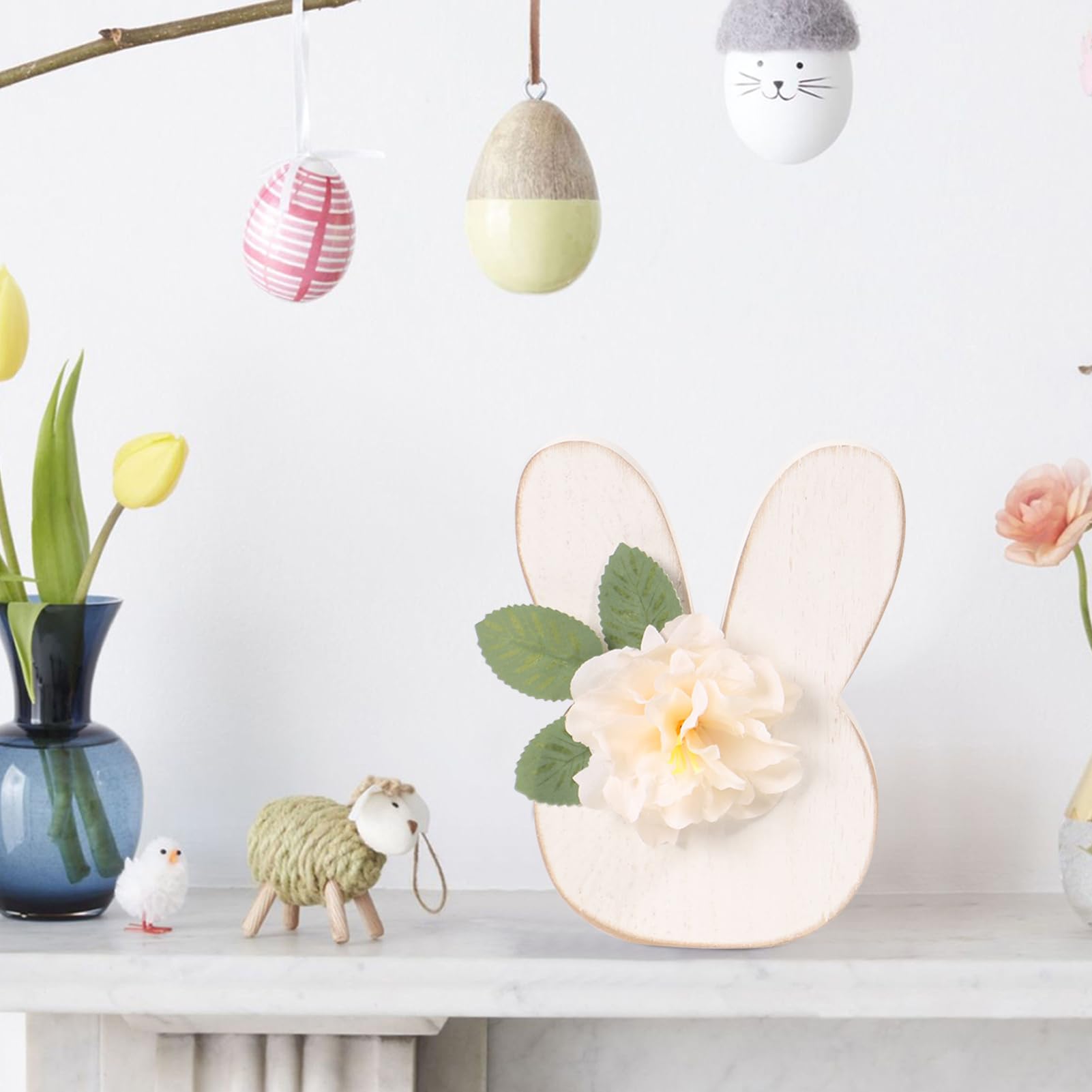 Osterdeko Holz Hase, Osterhasen Deko Holzdeko zum Hinstellen, Osterdeko Modern Holz Deko Hase, Osterdeko Tisch Aufsteller für Ostern, Frühlings Deko Holz Figuren Hase für Zuhause Büro Deko (3 PCS)