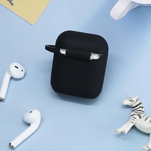 Vista 6 de Wonhibo Funda deportiva para Airpods para hombres y niños, funda deportiva negra para Apple Airpod 1 y 2 con llavero (fútbol)