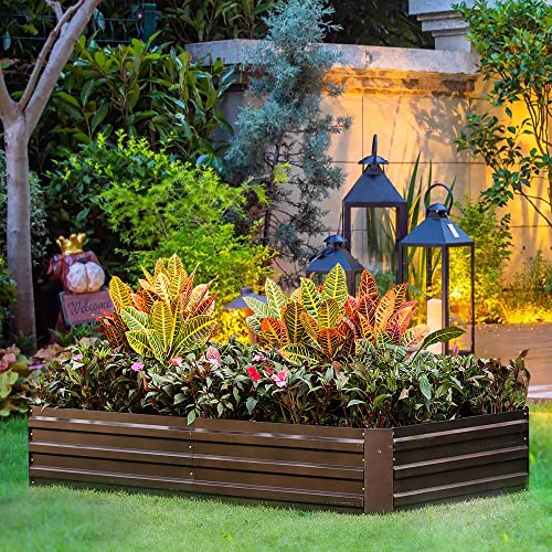 LuxenHome Galvanized Raised Garden Bed Kit, 6x3x1ft Raised Garden Bed Outdoor, Rectangular Metal Gardening Planter Box, Large Plant Pot, Planting Bed Gardening Tools for Vegetables Flowers Herbs