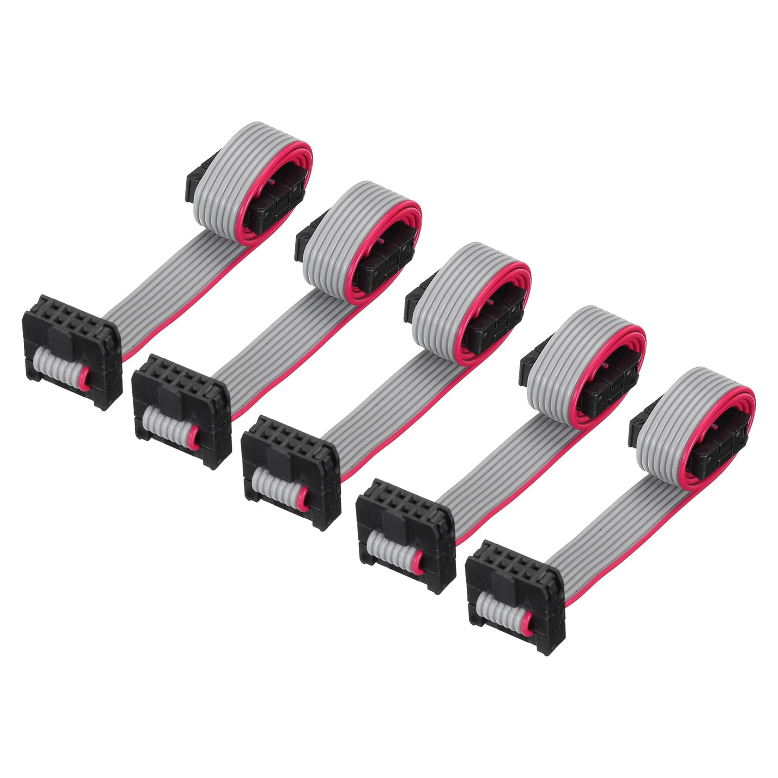 QUARKZMAN Cavo a Nastro Piatto Idc 8Pin, Passo 2.0mm, connettore Fc a Fc, Lunghezza 20cm, Filo Grigio per Computer, display Led, Dvd, confezione da 5 Pezzi