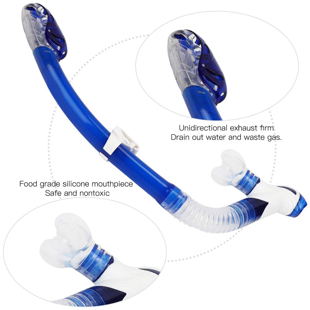 equlup Dry Breathing Tube, Professional Diving Breathing Tube Hose Dry Underwater Snorkeling Tube Equipment for Adult Diving (Blue)