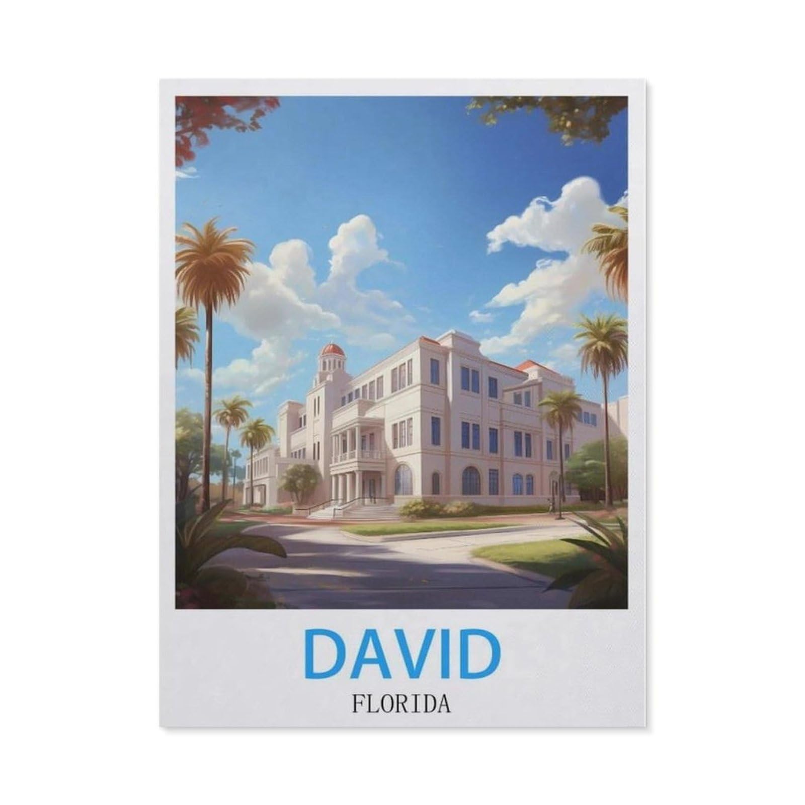 Beayodkp （30 X 40 Cm/11.81 X 15.74 Inches） Diamond Painting，David Florida Vintage Travel Posters，Diamond Painting Art Embroidery Cross Stitch Pictures Gift Wall Decoration-Cc44