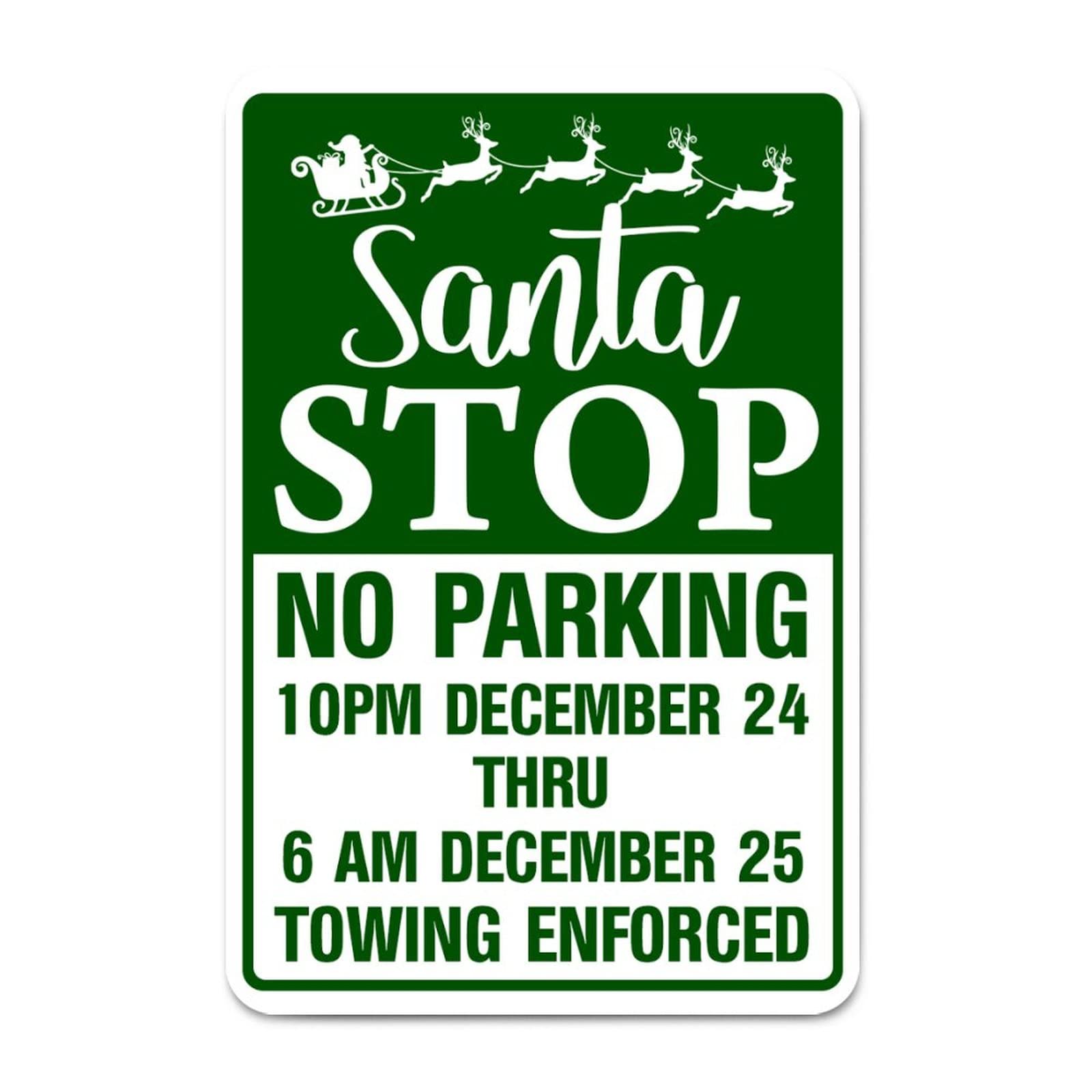 ENEDNATE Farmhouse Man Cave Warning Metal Sign Santa Stop No Parking Retro Notice Street Aluminum Tin Metal Signs for Indoor & Outdoor Yard Garden Fence Garage Home Décor 8x12 Inch