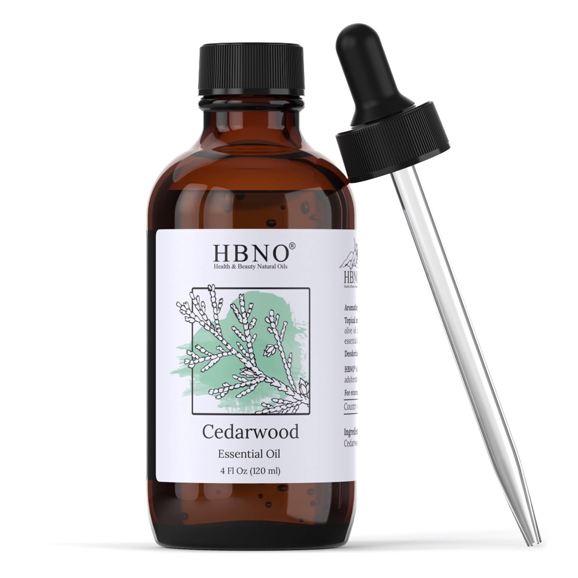 HBNO Cedarwood Essential Oil - Huge 4 oz (120ml) Value Size - Natural Cedarwood Oil - Perfect for Cleaning, Aromatherapy, DIY, Soap & Diffuser
