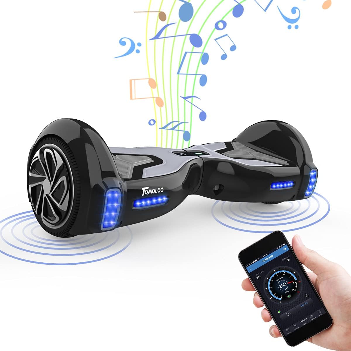 40% Off Discount TOMOLOO Hoverboard with Bluetooth and RGB Lights, 6.5 Inch Two Wheels Smart APP Hover Board with UL2272 Certified, Best Hoover Board for Adults and Kids (Black & Gray) Holiday Deals ๐ TOMOLOO Hoverboard with Bluetooth and RGB Lights, 6.5 Inch Two Wheels Smart APP Hover Board with UL2272 Certified, Best Hoover Board for Adults and Kids (Black & Gray)