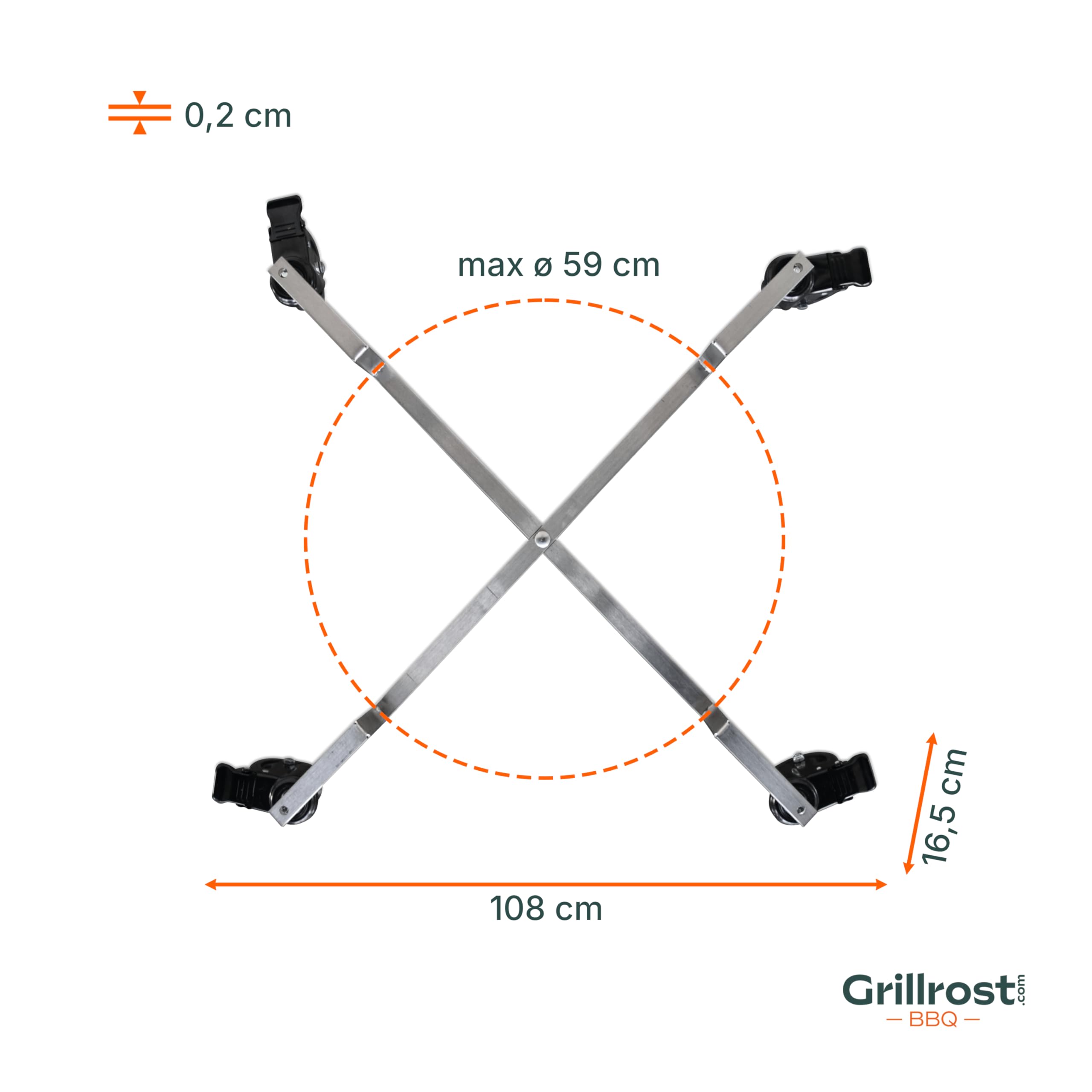 Grillrost.com Das Original Chariot en INOX pour tonneaux à feu - Rends Ton tonneau à feu Mobile