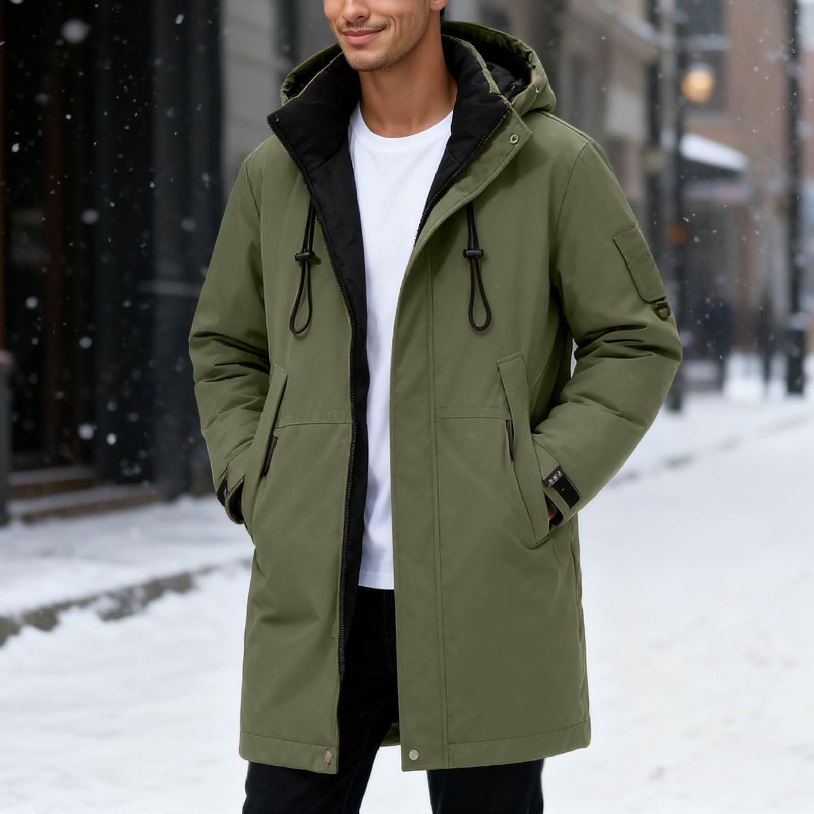 Parka de invierno con forro largo para hombre con abrigo de trabajo resistente y cálido, chaqueta deportiva para exteriores, ideal para parejas en temperaturas frías