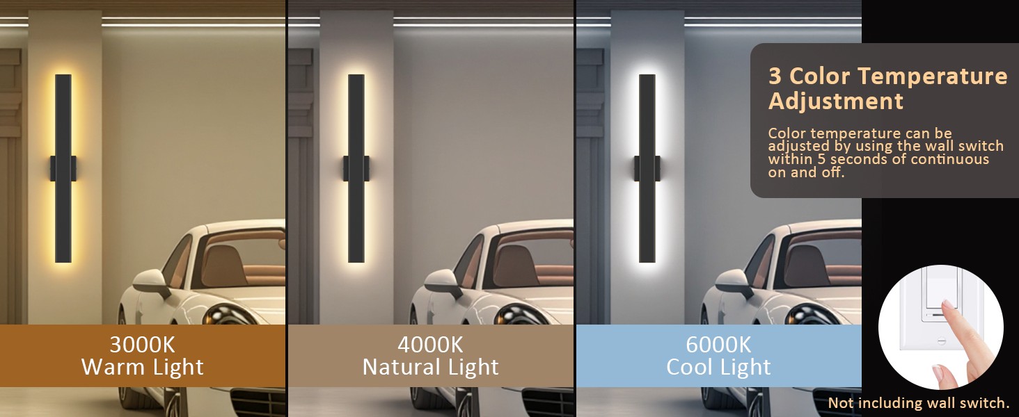Image of Aipsun 71 inch LED Outdoor Wall Light, Modern Black Exterior Lighting Fixture