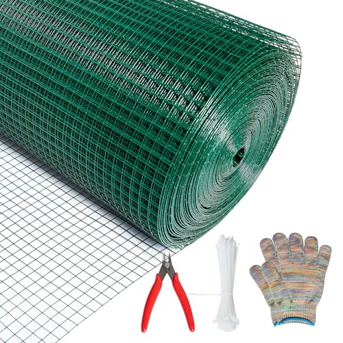 Vorlaxen Hardware Cloth 1/2inx36inx100ft,Chicken Wire Fencing,Welded Wire Mesh, Vinyl PVC Coated Mesh,Coop Garden Plant for Rabbit,Snake,Rodent,Foxes,Raccoons Poultry Netting Cage Farm Protection