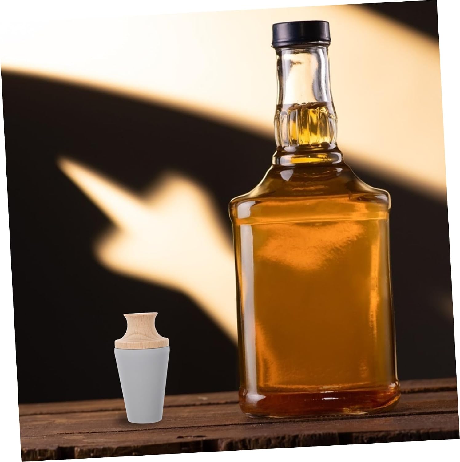 Silicone Wine Bottle Stopper with Safe Wood Core Leakproof Dustproof Seal for Standard Wine and Whiskey Bottles Easy to Use for Freshness Preservation