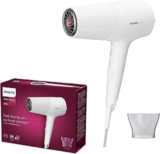 Philips Series 5000 Hair Dryer with ThermoProtect Technology 2100 Watts, White – BHD500/00