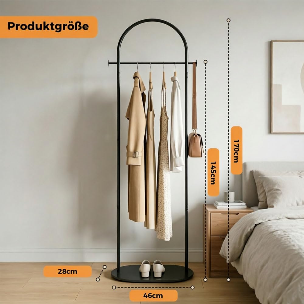 Kleine Kleiderständer, Freistehend Garderobenständer, Garderobe mit 2 Haken