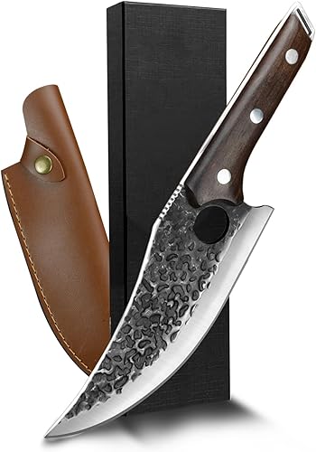 Cuchillo de carnicero para cortar carne, picar, cortar en cubitos, picar - Cuchillo de carnicero de 12.2 pulgadas fabricado con acero HC forjado a