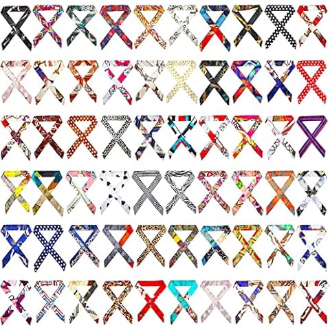 Handepo 60 Pcs Women Handbag Scarf Head Scarf for Women Hair Purse Scarf Handle Ribbon Satin Head Scarf Neckerchief Silk Scarf Headband Charm for Decoration Cover