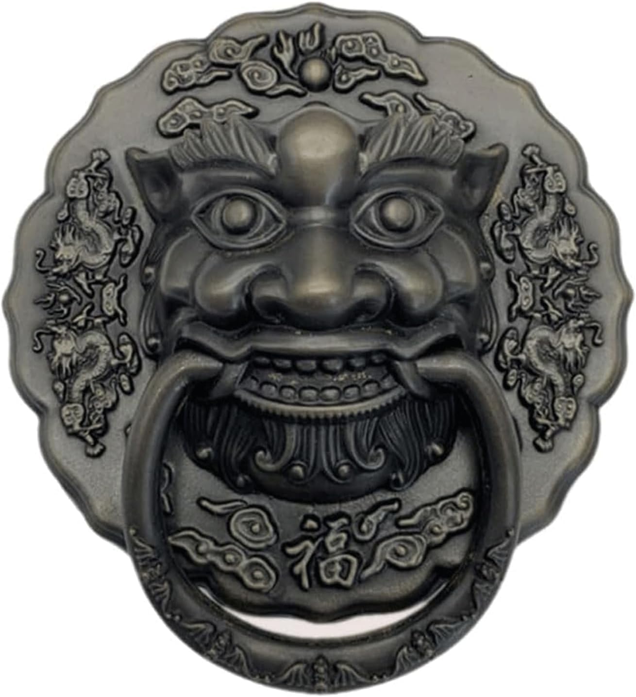 TIST Iron Door Knocker Door Knocker for Front Door Classical Lion Head Door Handle for Garden Wooden House Door Ring Knocker Surface-Mounted Installation(B,Dia 26m)