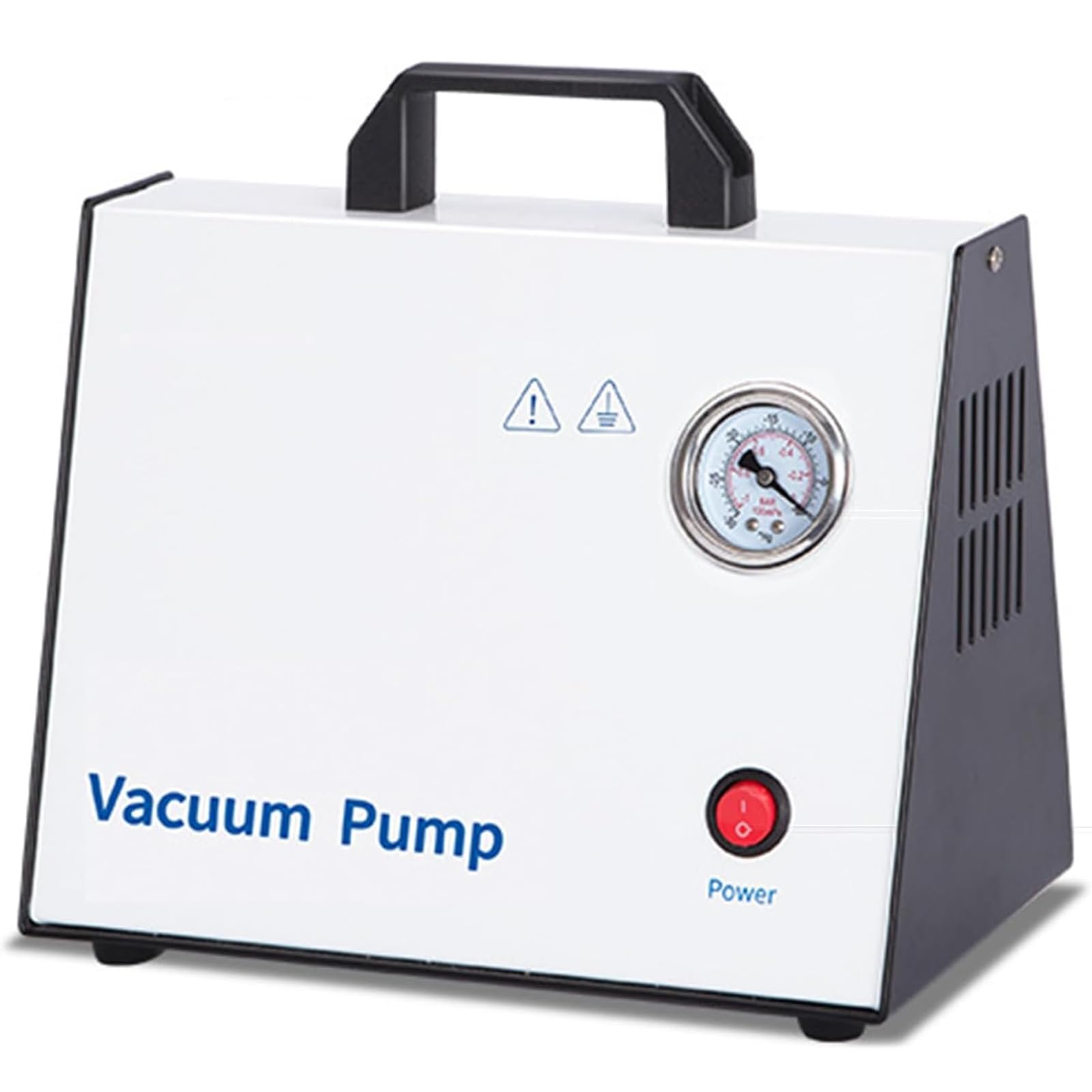 Bomba de vacío de diafragma, sin aceite, 15 l/min con medidor de vacío, vacío máximo 0.08 MPa, presión positiva 0.2 MPa, sin contaminación para aplicaciones de ciencias médicas