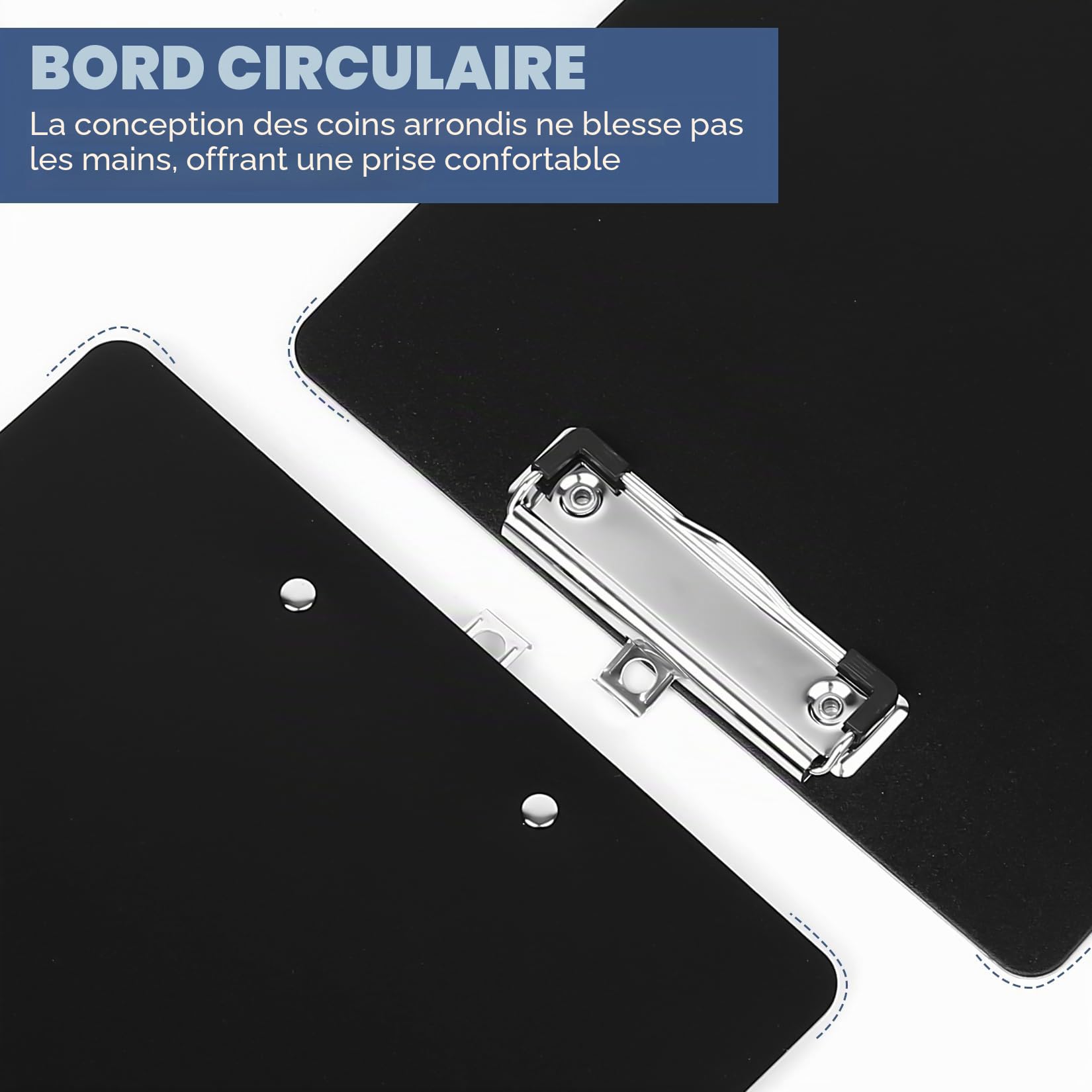 6 Pcs Porte Bloc A4 avec Pince, Porte Documents A4, Porte-Blocs Plastique Rigide, Presse-papiers pour étudiants Enseignants Fournitures de Bureau (Noir)