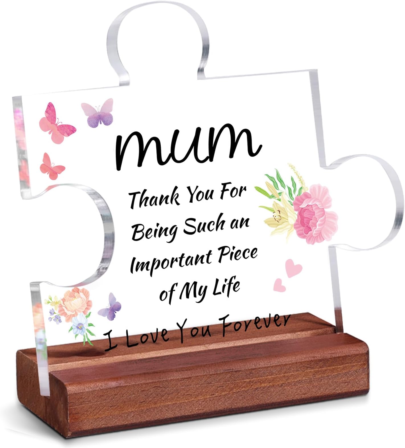 Vihugy Mum Gifts Puzzle-Shaped Acrylic Plaque Gifts for Mum Mother's Day Christmas Birthday Gifts for Mum Gifts for Mum from Daughter Son Mum Birthday Gifts Ideas Mummy Gifts Presents for Mum