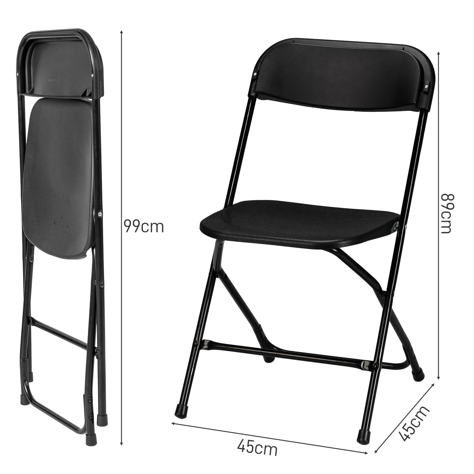 LEADZM Klappstühle 4er-Set, Gartenstuhl Klappbar, Stahlgestell, bis 158 kg, Schwarz