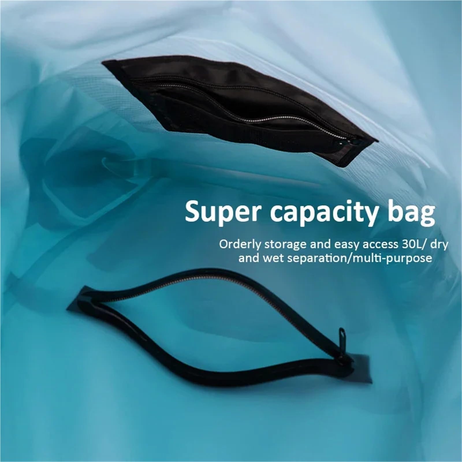 30L Dry Bag mit großer Kapazität, Trocken- und Nasstrennung, wasserdichter Schwimmrucksack for Reisen/Wassersport/Wandern, Aufbewahrungstasche FüR Wassersport Wandern Camping(Green)