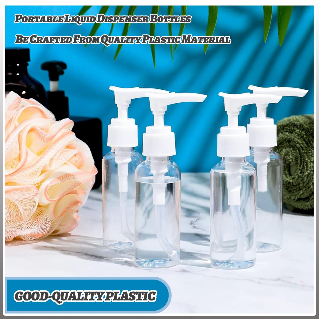 4 Pezzi Flaconi da Viaggio, 60 ml Bottiglie da Viaggio Trasparenti, Pompa da Viaggio in Plastica Dispenser, Boccette Contenitori Ricaricabile, per Lozione Emulsione Olio Pulizia Shampoo Gel Doccia