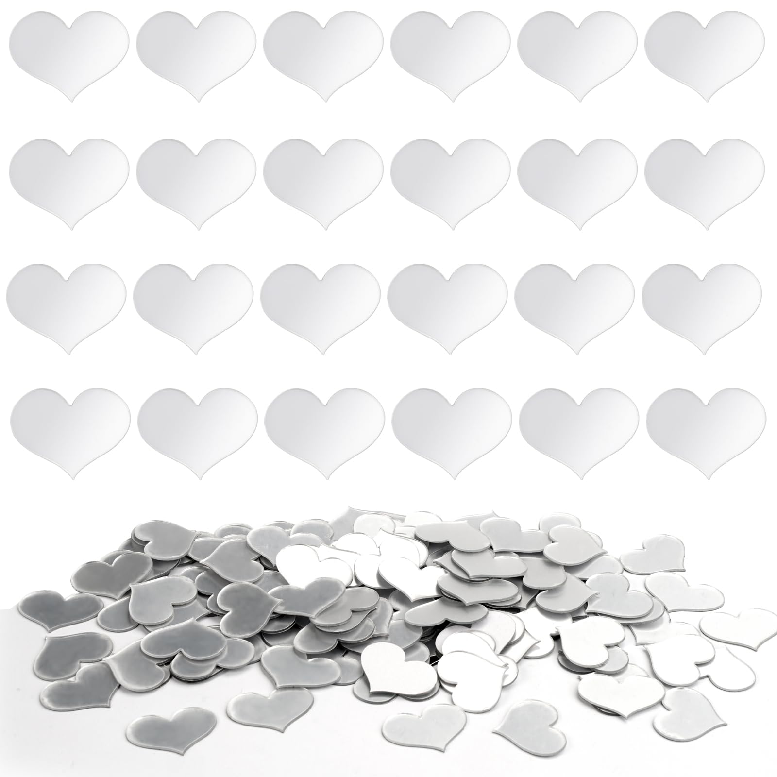 100 PCS Tuiles de Miroir de Coeur, Amour Artisanat de Petits Miroirs, Petits Carreaux de Miroir en Acrylique, Tuiles de Miroir Artisanales pour Projets d'Artisanat, Encadrement, Décoration de Chambre
