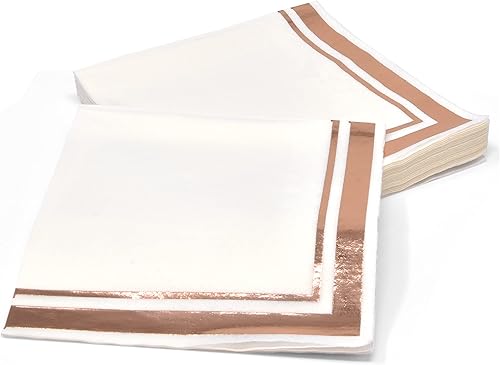 Miniatura 8 de 100 servilletas doradas y negras de 3 capas de papel de aluminio dorado metálico con rayas desechables de papel de postre para cena, boda,