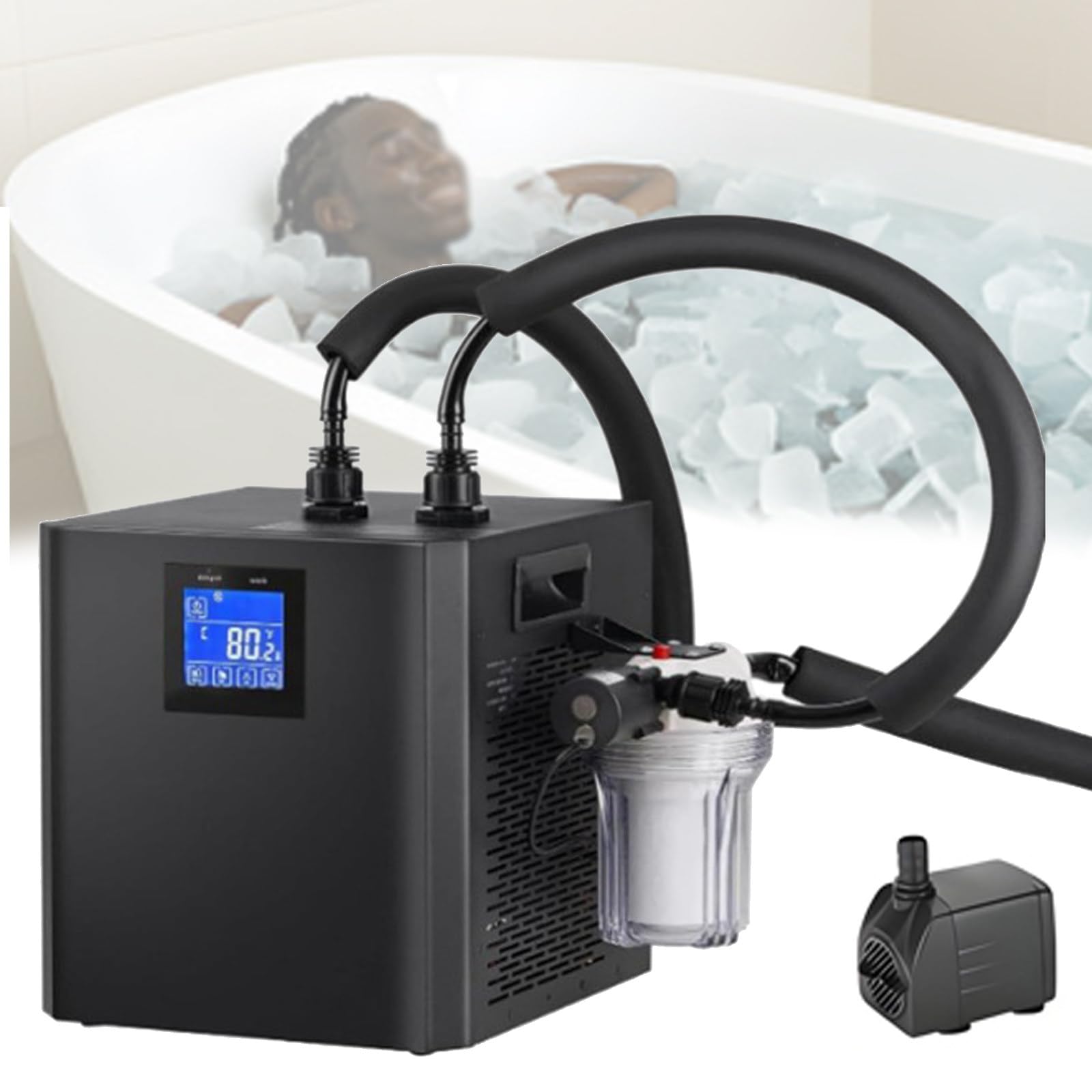 Refroidisseur d'eau à Bain de Glace 0,3 P avec Filtre Externe Pompe pour Cryothérapie