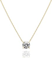 PAVOI 14K Gold Plated 1.5ct (7.3mm) CZ Solitaire Dainty Choker Necklace for Women - Hypoallergenic Pendant Jewelry