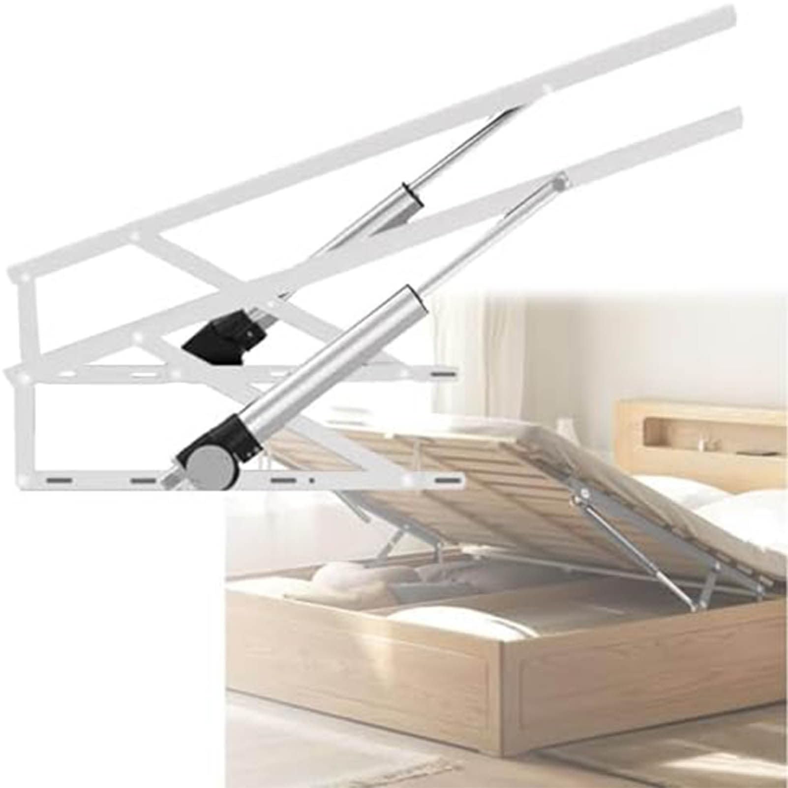 Meccanismo di Sollevamento Elettrico per Letto con Telecomando, capacità di Carico 600 kg, Cerniera di Supporto, Kit di Sollevamento per Letto Contenitore e Base Divano a Molle White-150cm