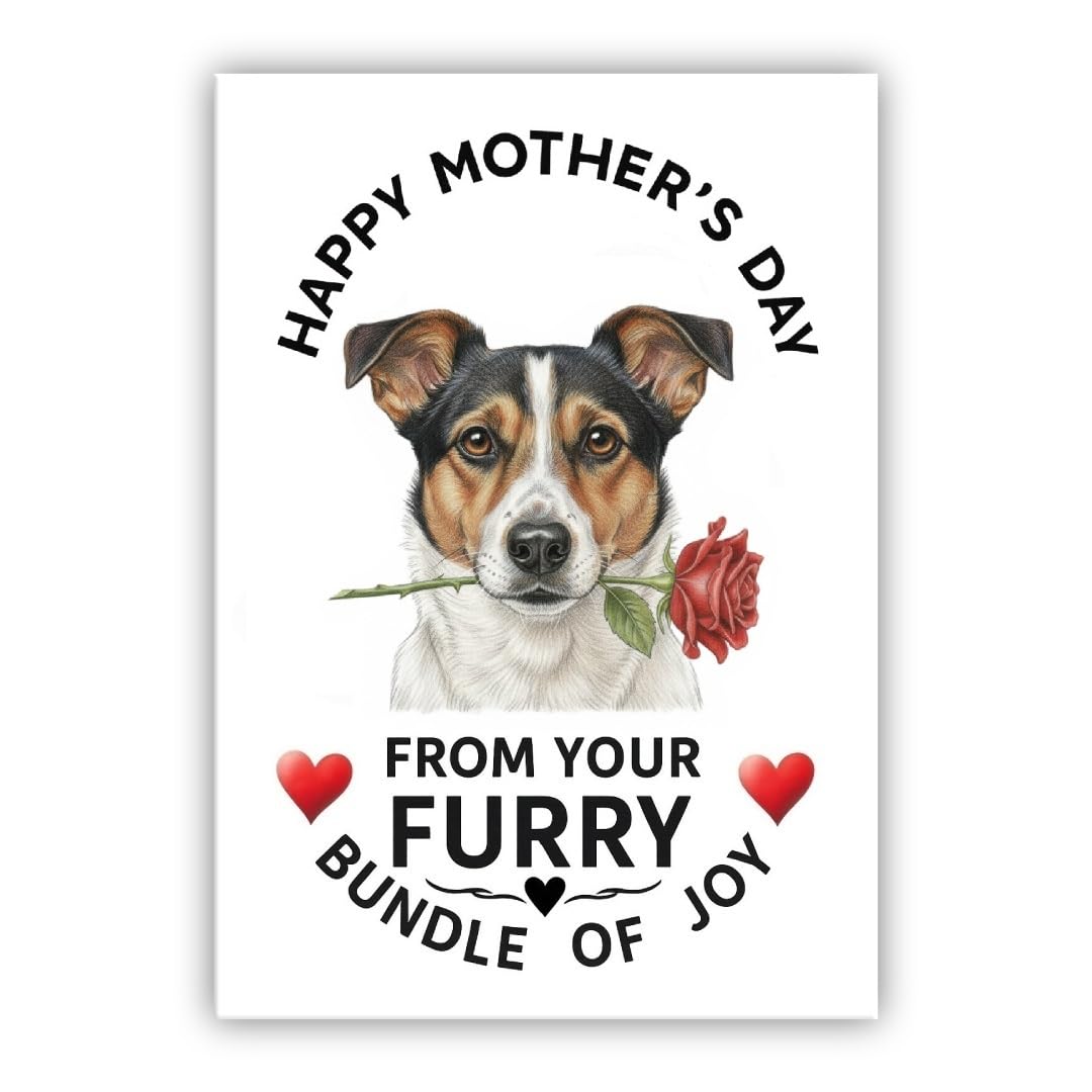 Mother’s Day Dog Card – Pet Mothers Day Greeting Card from the Dog - “Happy Mother’s Day” - Many Breeds Available (• Corgi Jack Russell Terrier - Cojack)