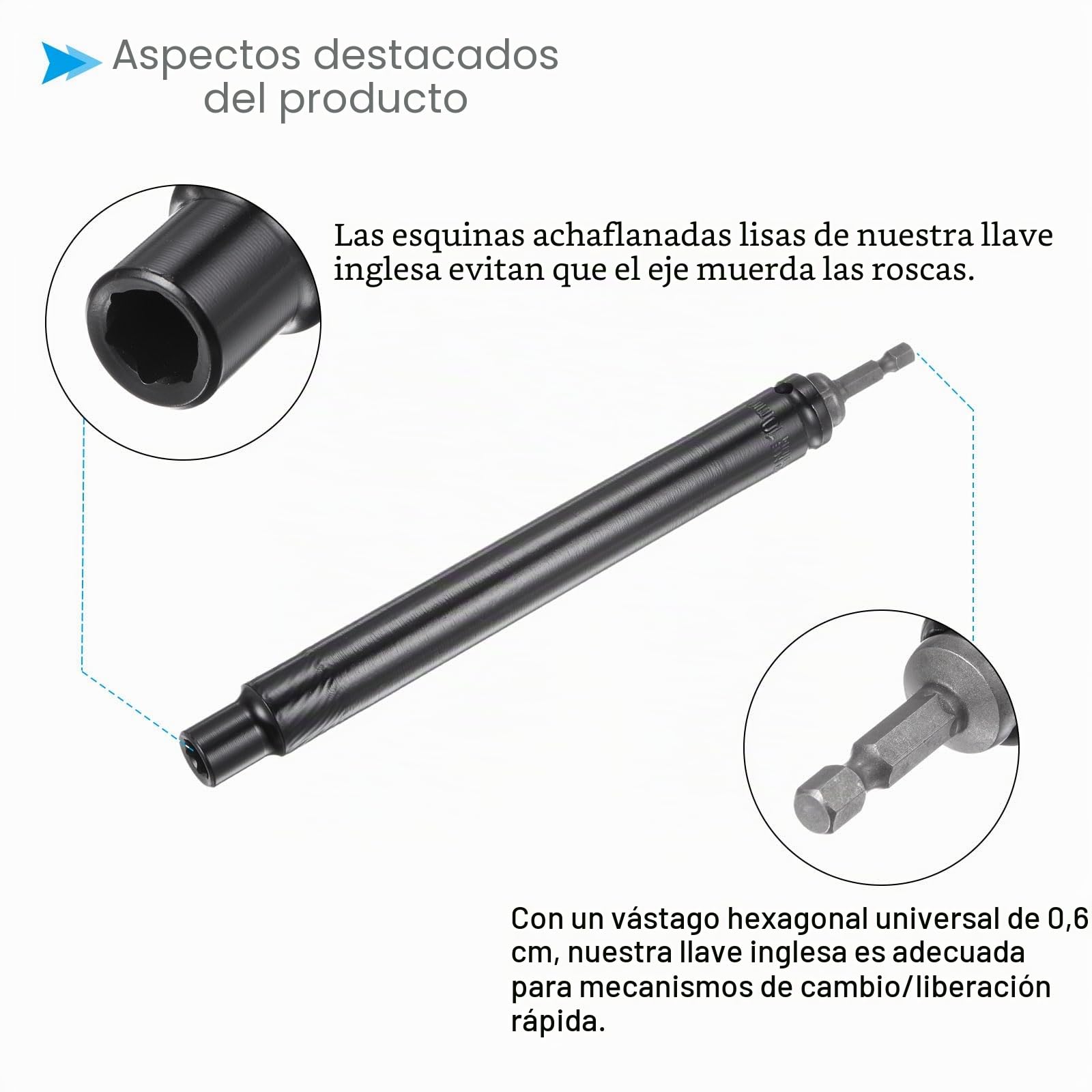 Llave de Vaso Hueca Extra Larga, Tamaño de 10mm, Longitud de 200mm, Vástago Hexagonal de 1/4", 6 Puntos, Adaptador de Tuerca de Potencia de Cambio Rápido para Pozo Profundo