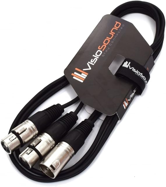 1 x Male XLR to 2 x Female XLR Microphone Splitter Lead/Combiner Mic Cable 1.5m