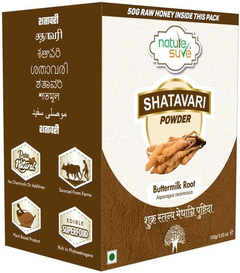 Shatavari Powder 100g with Raw Honey 50g, Buttermilk Root Powder - pack of 1