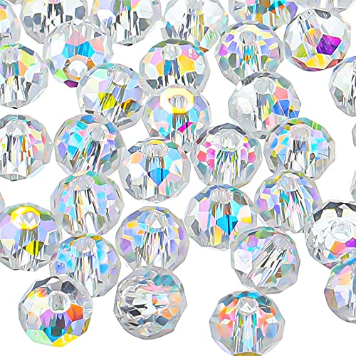 Highergo 500 cuentas de cristal Rondelle AB de 8 mm, cuentas de cristal facetadas Rondelle DIY cuentas de cristal para pulseras, collares, colgantes, joyería, manualidades, proyectos de suministros