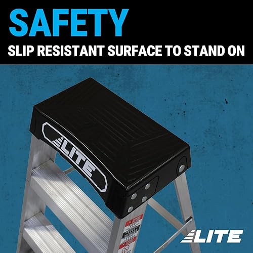 Miniatura 3 de LITE Taburete de aluminio de 2 pies industrial, capacidad de carga de 300 libras, tipo IA, LP-2011-02