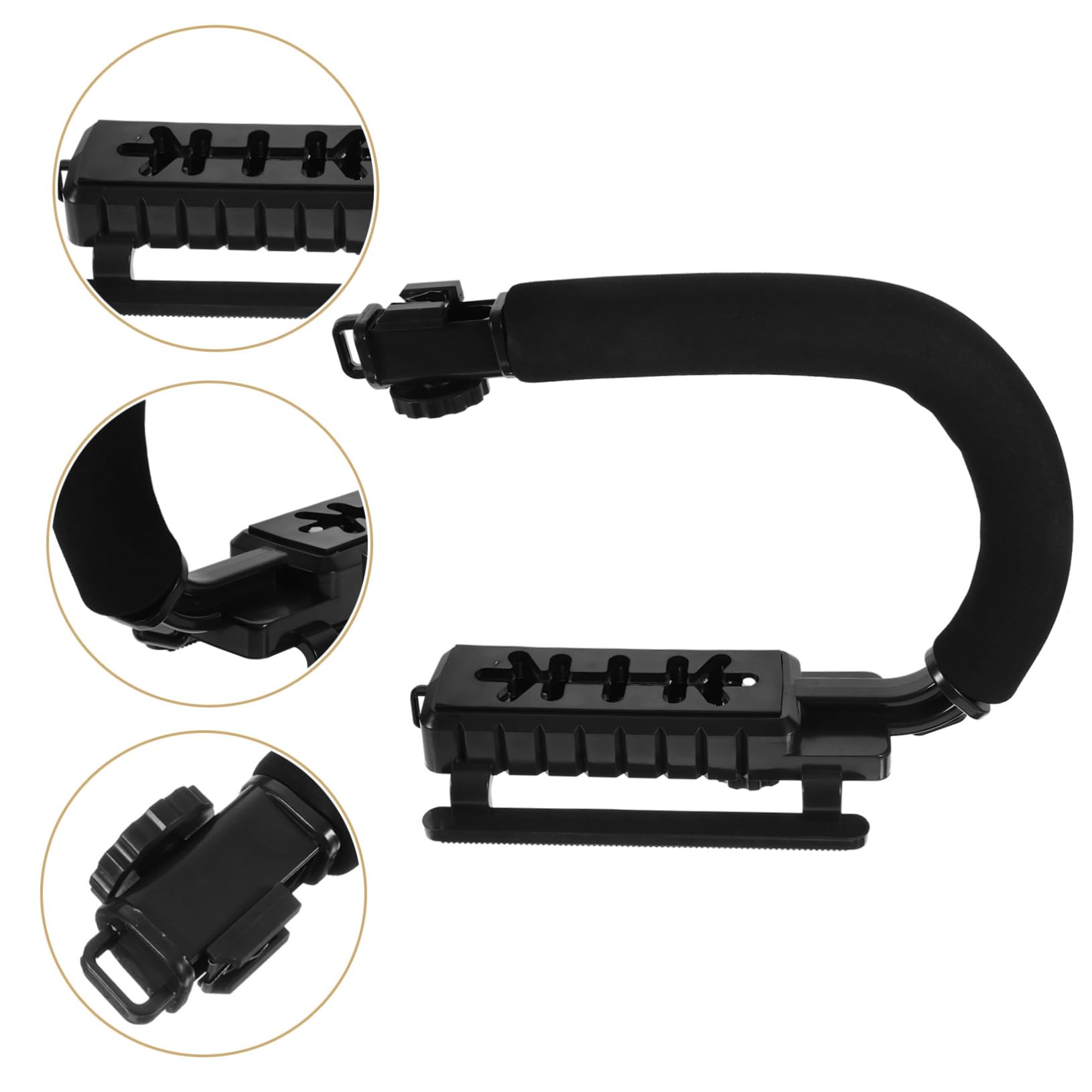 Stabilizzatore per Fotocamera Portatile a U Nero in Abs | Lega di Alluminio e Schiuma, per Dslr e Camera, Design Multifunzione per Outdoor e Viaggio