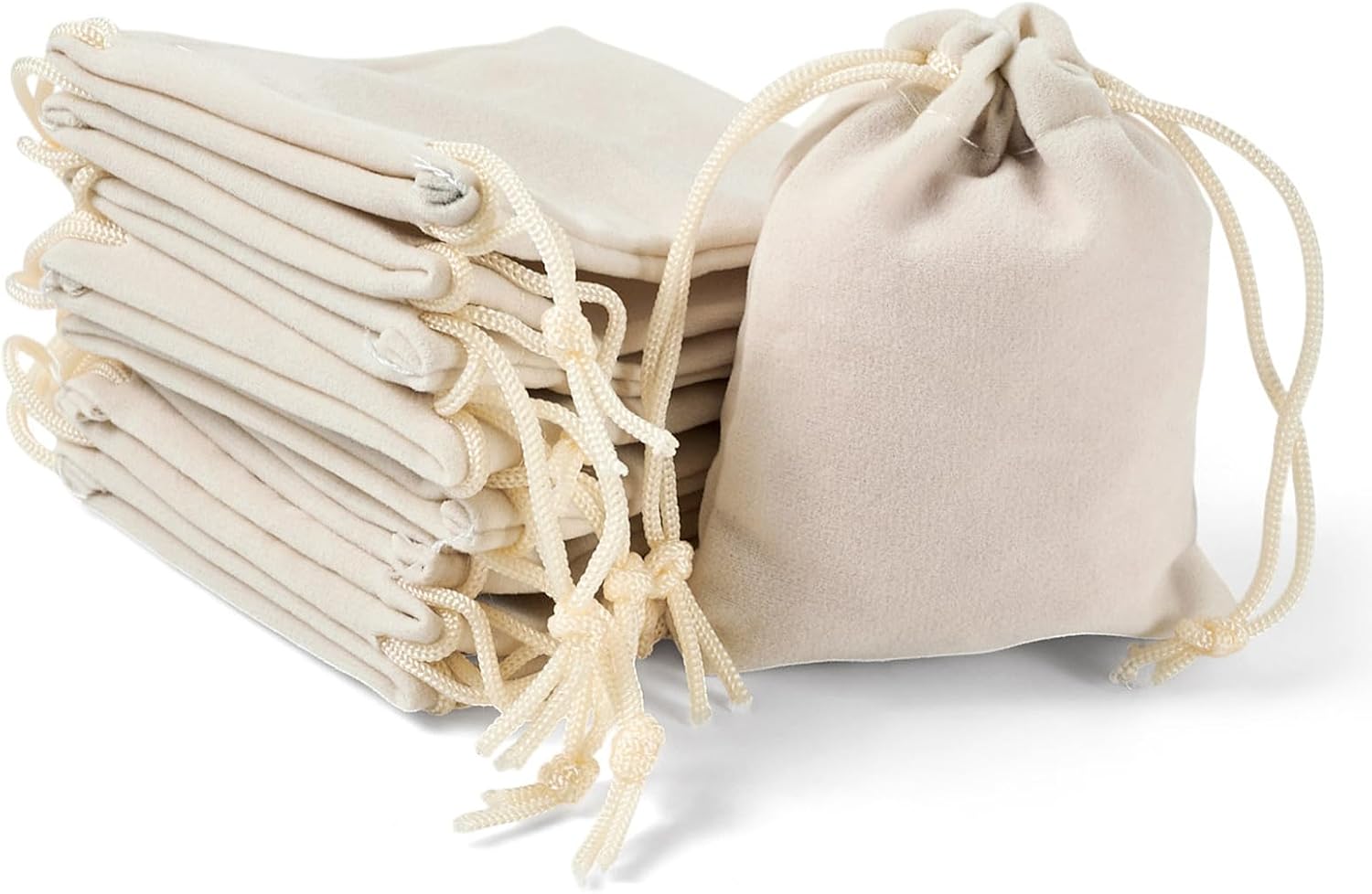 Craftdady 20 PCS Velvet Drawstring Bags Beige Velvet Pouches Mini Gift Bags