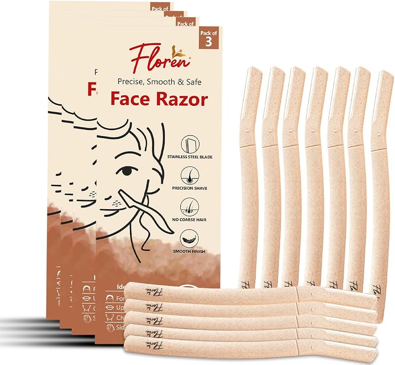 Aparelho de barbear facial Floren com capa de precisão, pacote com 12 unidades