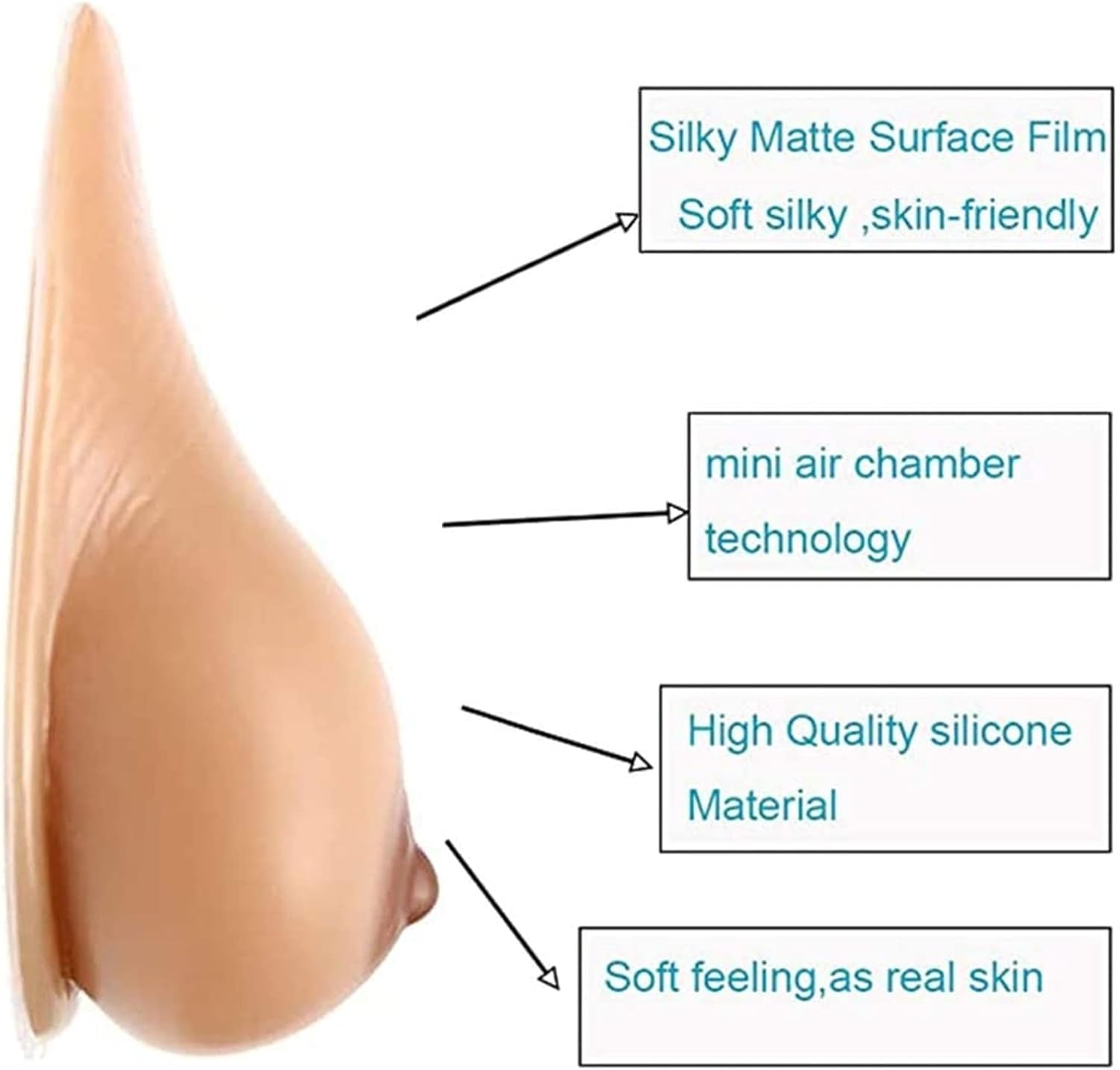 Lifelike Silicone Breast Forms Water Drop Shape Fake Breasts for Woman Chest Improvement Mastectomy Reusable Silicone Breasts - 1 Pair (Size : B~Cup(600g/pair))