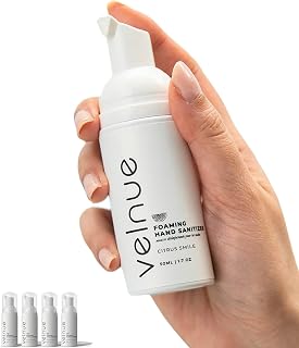 Velnue 50ml Travel Size Premium Foaming Hand Sanitizer (Citrus Smile, 4-Pack) | Made in Canada with 70% Ethyl Alcohol, Moisturizing Aloe, Vitamin E, and Essential Oils