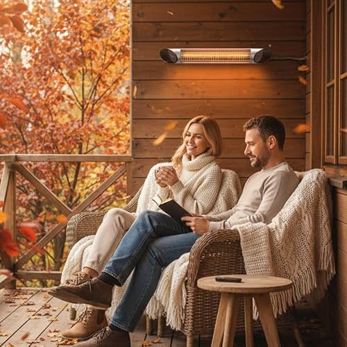 Miniatura 9 de Calentador infrarrojo para exteriores - Calentador eléctrico de cubierta para patio - Calentador de techo veito de 2500 W (plateado)