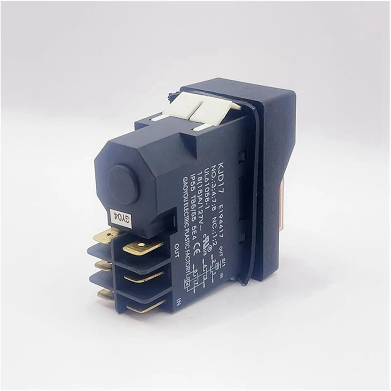 KJD17 6 Pins Electromagnetic Start Push Button Switches IP55 Waterproof Equipment Switch(Black 250V)