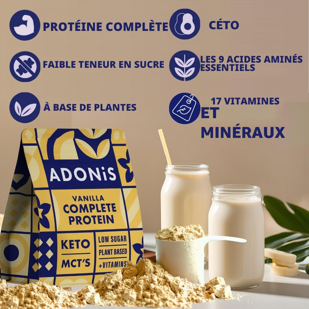 ADONiS Shake protéiné cétogène – Saveur de chocolat crémeux | Poudre de protéine à faible teneur en glucides pour la construction musculaire et la récupération | Parfait pour le régime cétogène et le