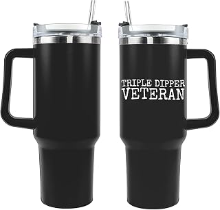 Triple Dipper Veteran Tumbler 40 oz Tumblers with Lid and Straw Insulated Tumblers Stainless Steel Tumbler Funny Gifts
