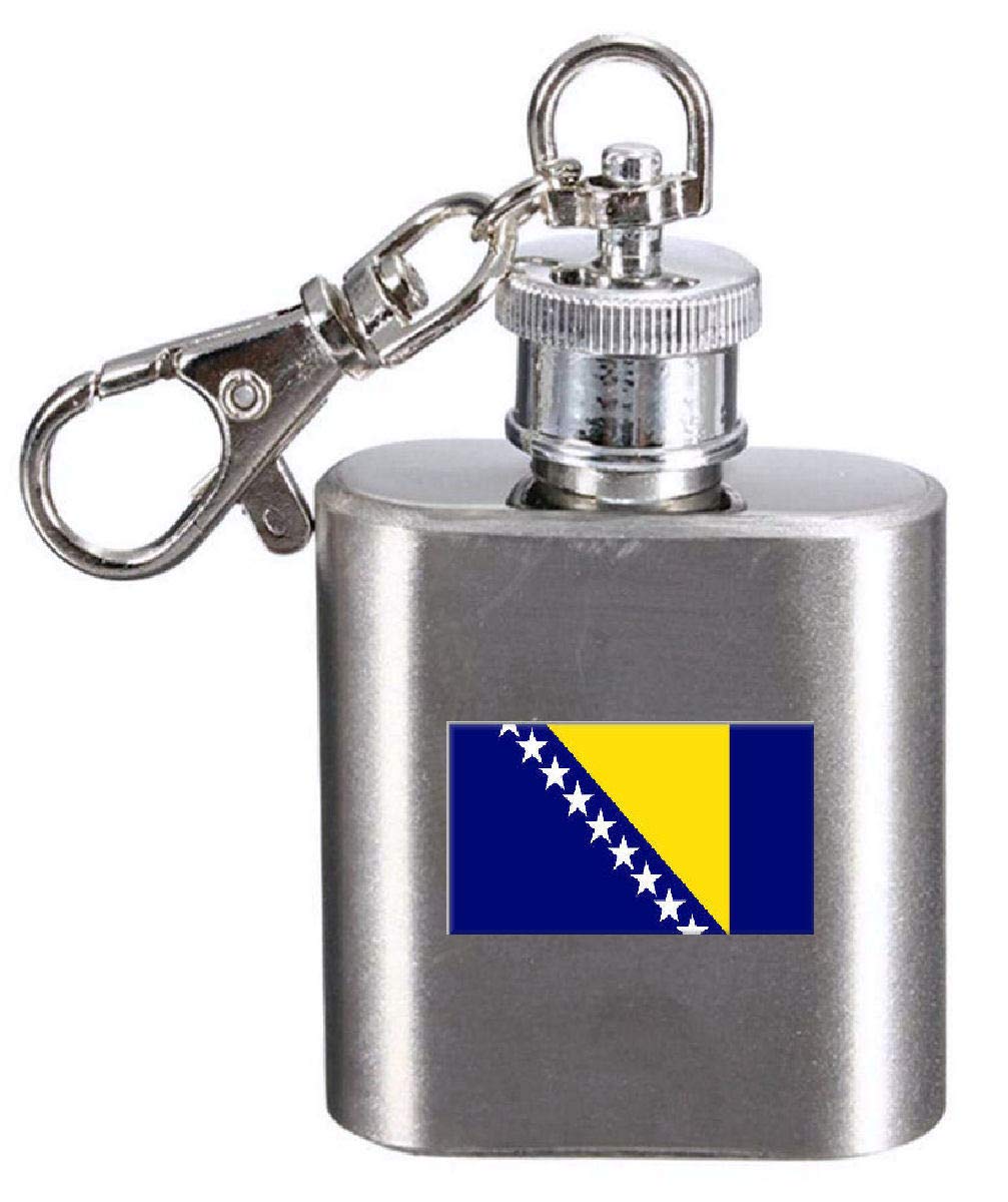Flasque porte-clés Bosnie-Herzégovine gravée en acier pour homme