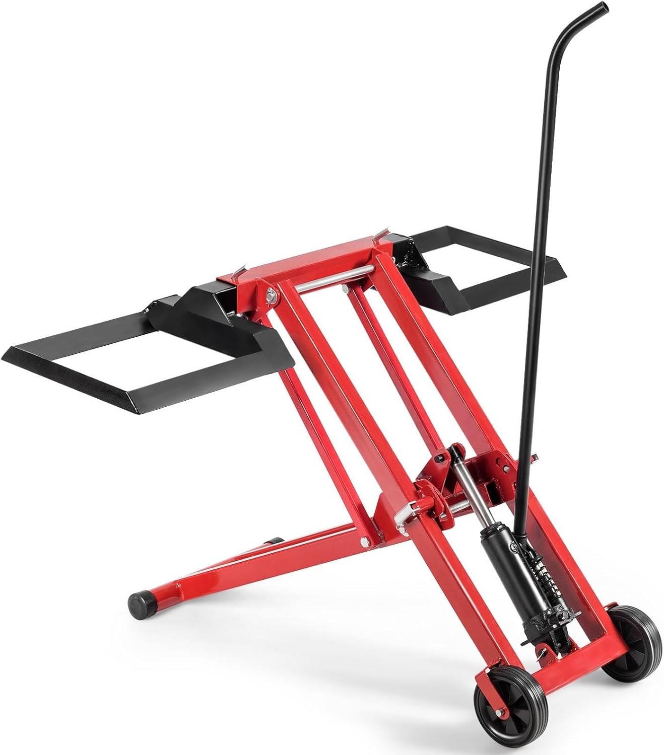 Lawn Mower Lift, 500LBS Capacity Zero Turn Mower Lift with Hydraulic Jack, Non-Slip Wheels, Adjustable Movable Lawn Mower Lift Jack for Riding Tractors, Lawnmowers